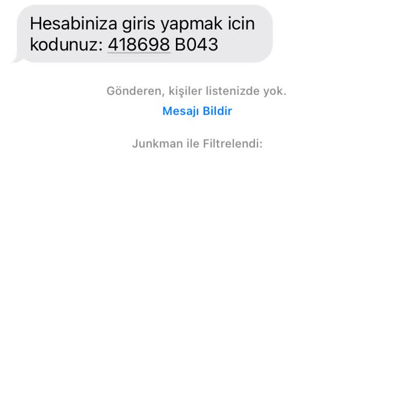 Bilinmeyen Kurumdan Gelen Yetkisiz Mesajlar