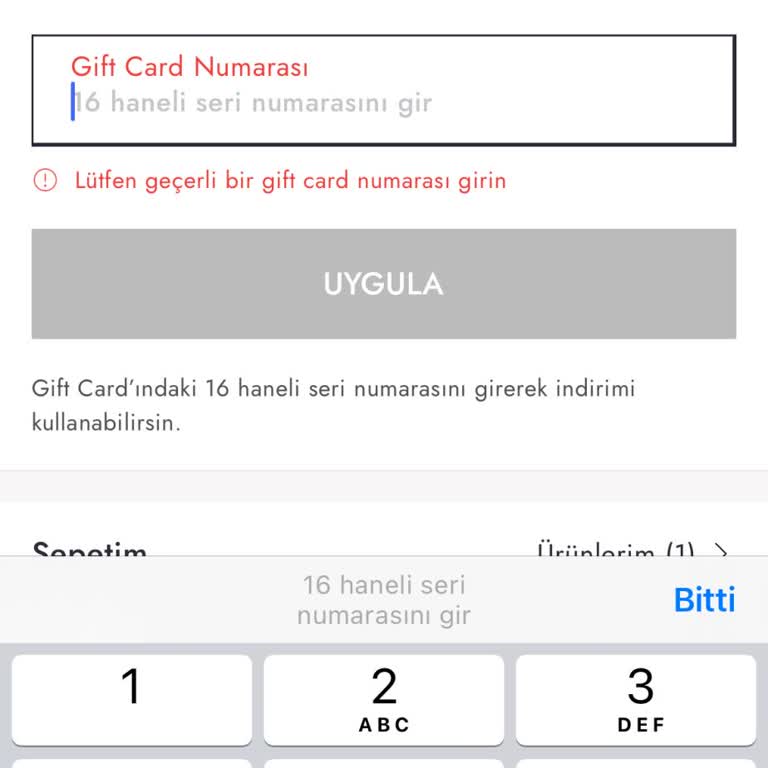 Boyner Mobil Uygulamada Totem Kart Hatası