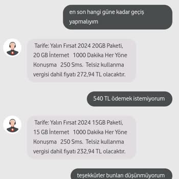 Vodafone Yanımda Uygulamasında Tarife Değişikliği Tutarsızlığı