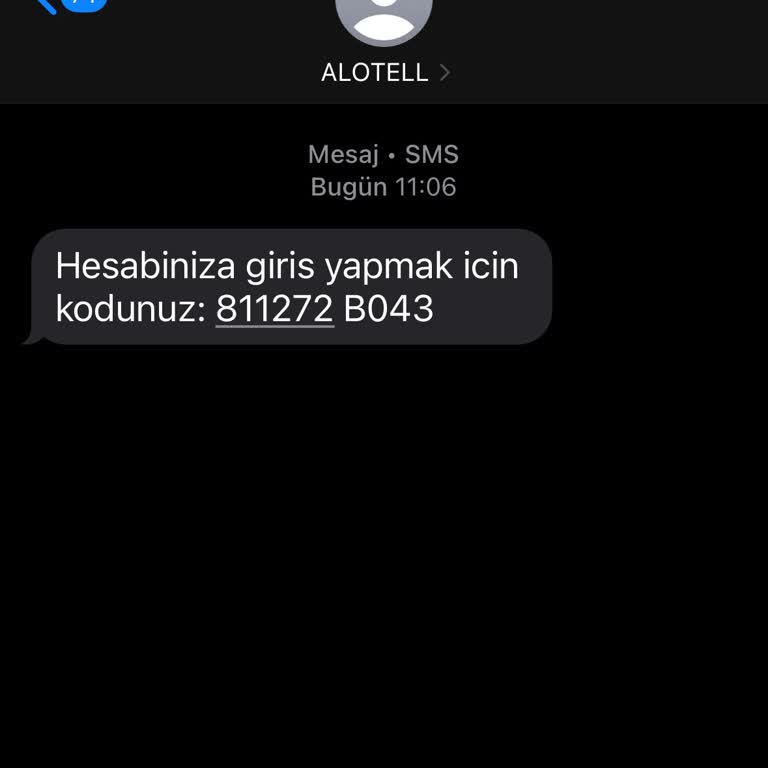 Alotell Akar Telekom Giriş Yapmak İçin Kodunuz Diye Mesaj Geldi