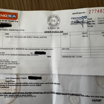 Teknosa'dan Alınan Ürün İçin Hatalı Ücret İadesi