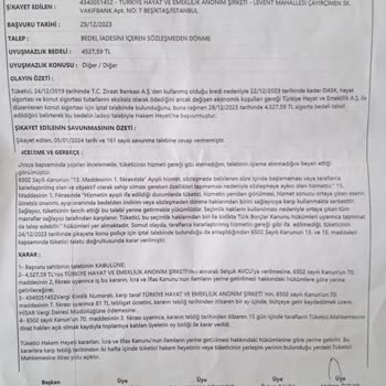 Zorunlu Olmayan Sigorta Ücretleri Hakkında Şikayet