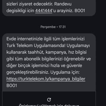 Türk Telekom Randevu Değişikliği Mağduriyeti