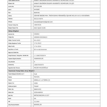 Sigorta Şirketinin Hatalı Hasar Kaydı Ve Mağduriyetim