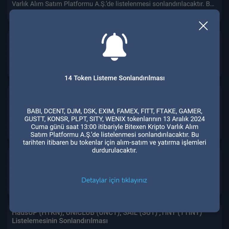 Bitexen Platformunda Yetersiz Delist Uyarısı