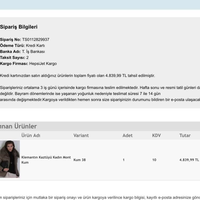 Lufian'dan Aldığım Mont Hâlâ Kargoya Verilmedi