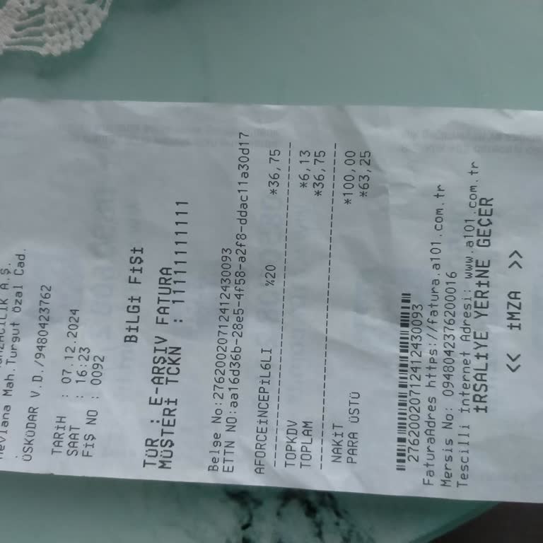 A101 Mağazasında Eksik Para Üstü Sorunu