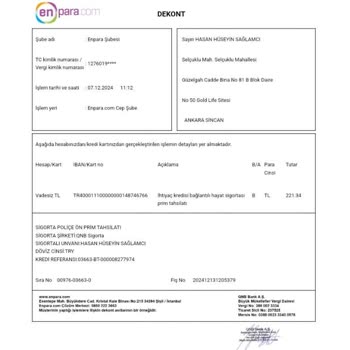 Sigorta İadesi Talebi Ve Kredi İşlemleri