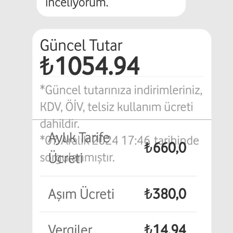Vodafone'dan Onaysız Aşım Paketleri Ve Yüksek Fatura Şikayeti
