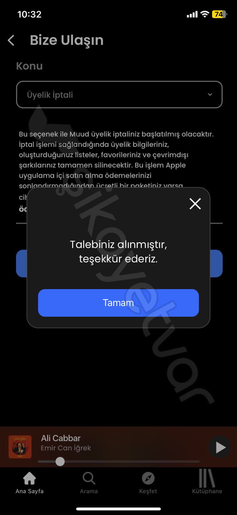 Muud Premium Üyeliği İptal Sorunu Ve Yetersiz Müşteri