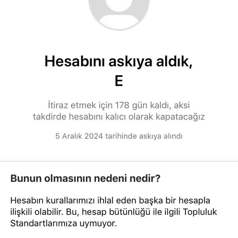 Instagram Hesaplarımın Durduk Yere Askıya Alınması İtiraz Etmeme Rağmen Sonuç Çıkmadı