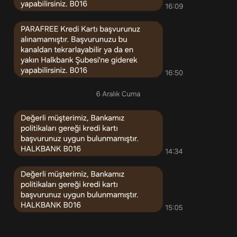 Halkbank Paraf Genç Kredi Kartı Başvuruları Sürekli Reddediliyor