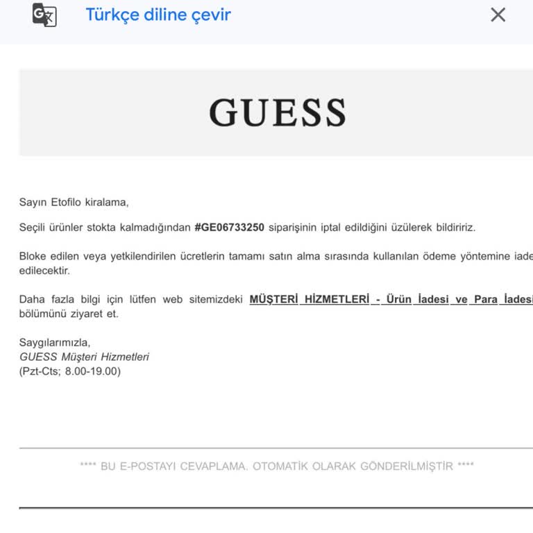 Stokta Olmayan Ürünün Satışı Ve İptali