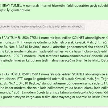 Yanlış Modem İade Talebi Ve Haksız Ceza Tehdidi