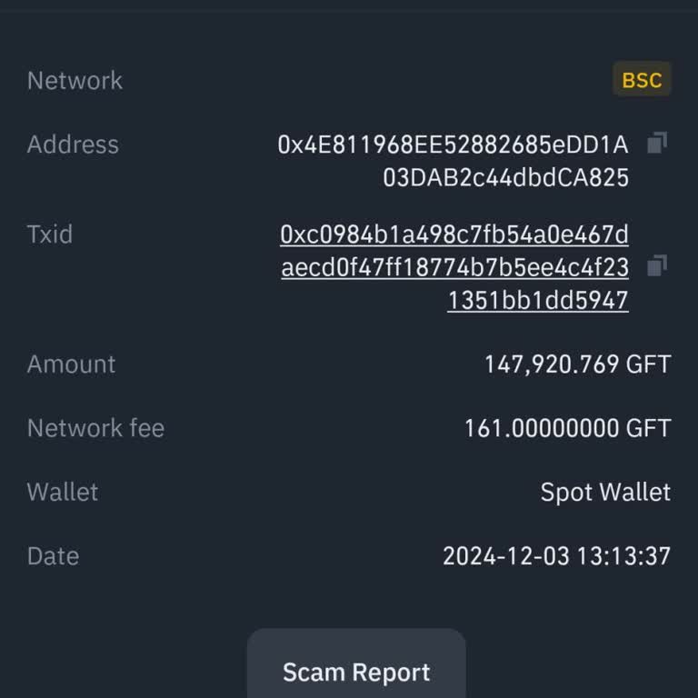 Binance'de GFT Transfer Sorunu