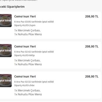 Kapanış Saatinde Sipariş İptali Ve İletişim Sorunu