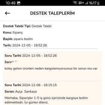 Çetinkaya İnternet Mağazasında Kargolama Sorunu