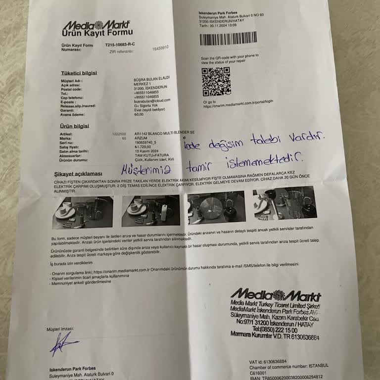 Yeni Blenderda Elektrik Çarpması Ve Değişim Talebi