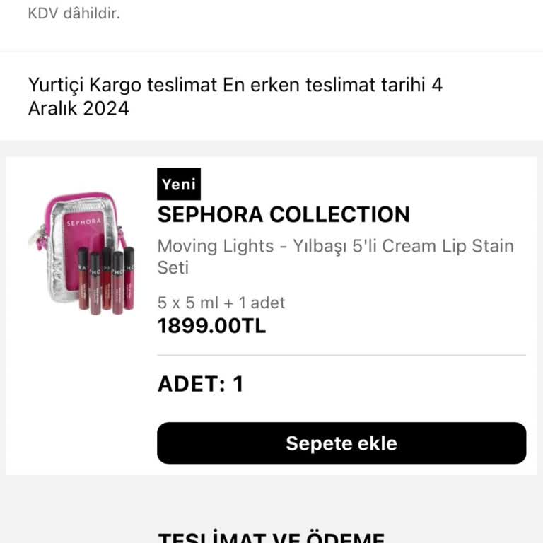 Sephora'dan Aldığım Ruj Seti Teslim Edilmedi Ve Müşteri Hizmetlerine Ulaşamıyorum