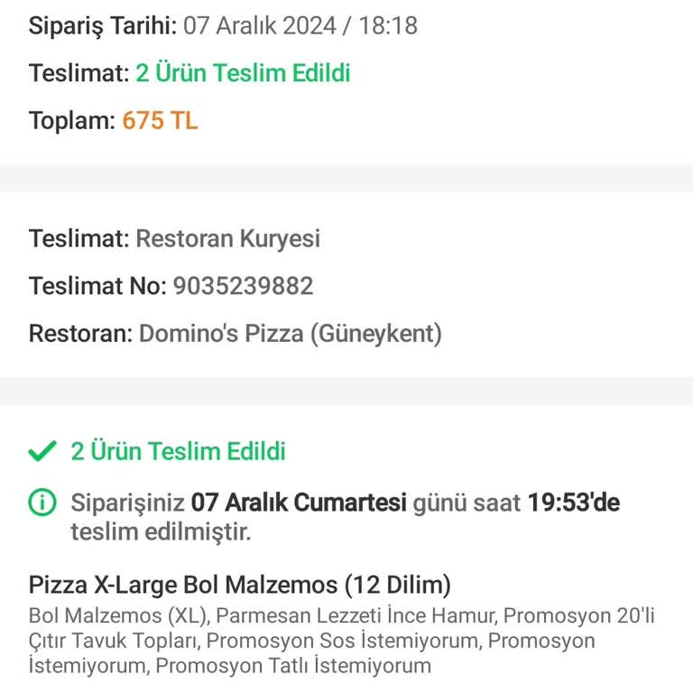 Trendyol GO Ve Domino's İle Yaşanan Teslimat Sorunu