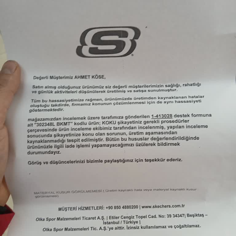 Skechers Ayakkabıda Beklenmedik Koku Problemi