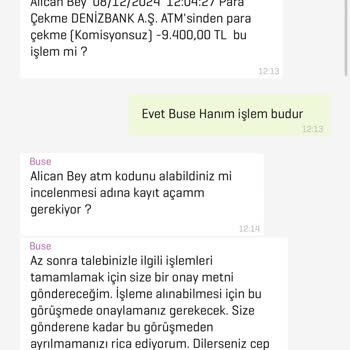 Denizbank ATM'sinde Para Çekme Sorunu Ve Yetersiz Müşteri Hizmeti
