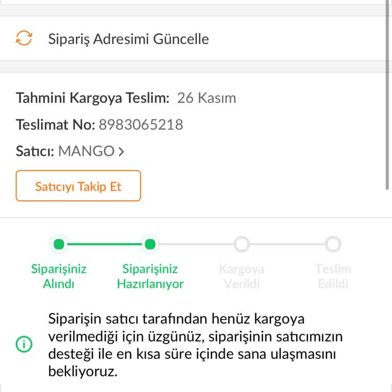Trendyol'dan Mango Siparişim 3 Haftadır Kargoya Verilmedi!