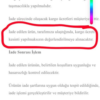 Defolu Ürün Ve İade Kargo Ücreti Mağduriyeti