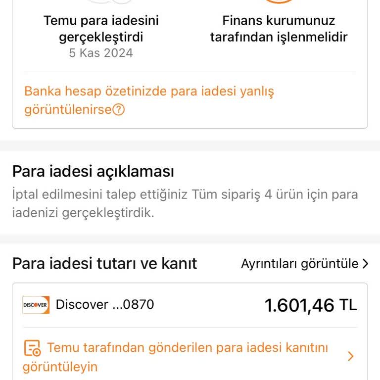 Temu'dan İptal Edilen Siparişin Ücreti İade Edilmiyor