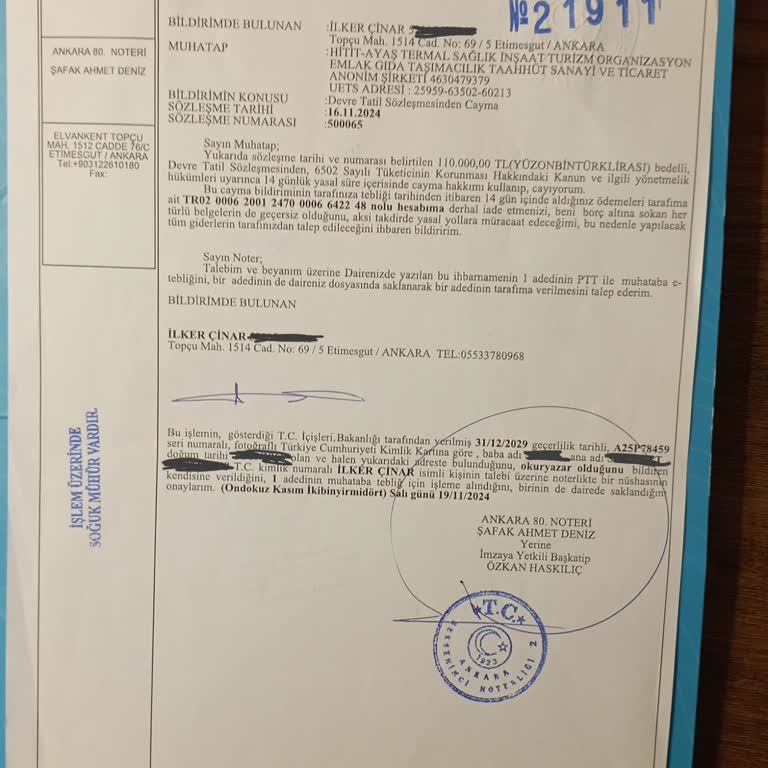 Hitit Ayaş Termal'de Sözleşme Ve Ödeme Sorunları