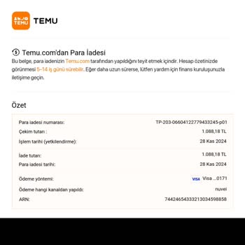 İade Talebinde Banka Ve Temu Arasında Sıkıştım