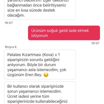 Soğuk Yemek Ve İade Sorunu