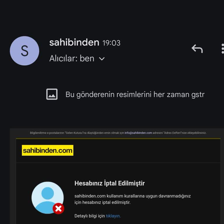 Sahibinden Hesabımın Sebepsiz Kapatılması Hakkında Açıklama Bekliyorum!