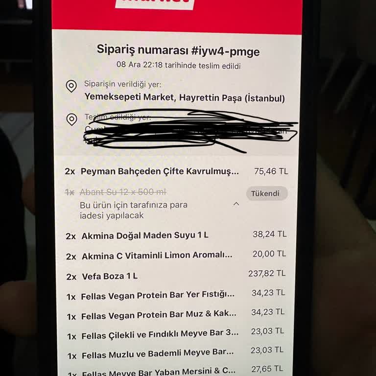 Yemeksepeti Su Siparişlerinde Sürekli Aksama