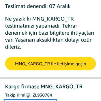 MNG Kargo Adana Şubesi Teslimat Sorunu