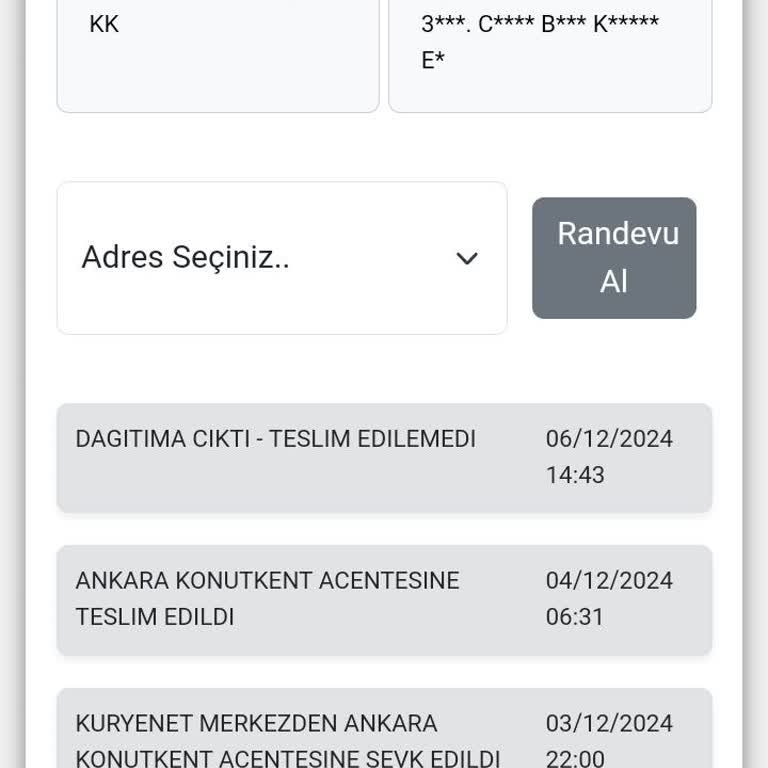 Kuryenet'in Adrese Uğramadan Kartı Geri Göndermesi