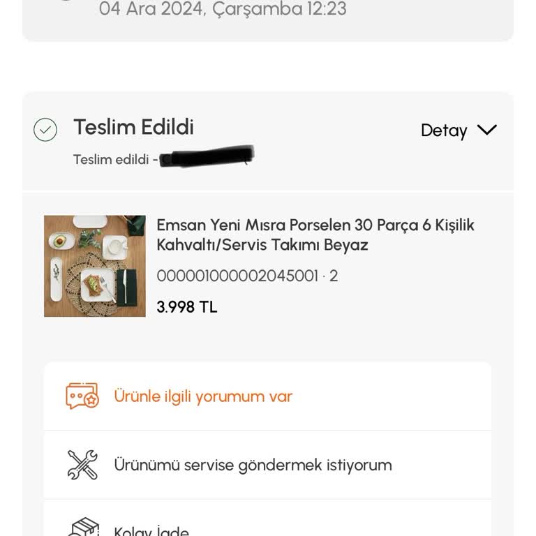 Karaca Züccaciye Eksik Teslimat Sorunu