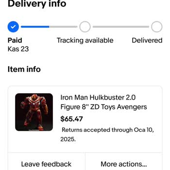 Seller Not Responding for eBay Hulkbuster Figure, Need Refund Assistance