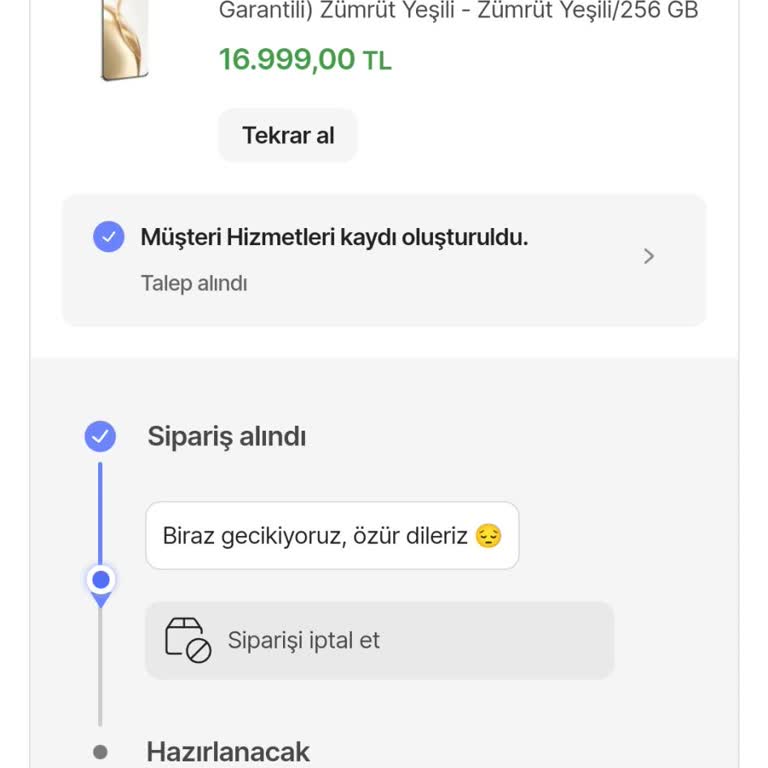 Hepsiburada'dan Sipariş Verdiğim Telefon Hala Kargoya Verilmedi