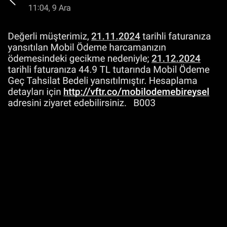 Ödeme Sonrası Yansıtılan Geç Ücret Şikayeti