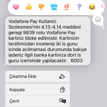 Vodafone Pay Kart Blokesi Ve Çözülmeyen Sorun
