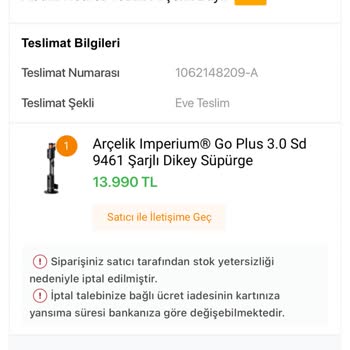 Koçtaş Online'da Tedarik Edilemeyen Ürün Mağduriyeti