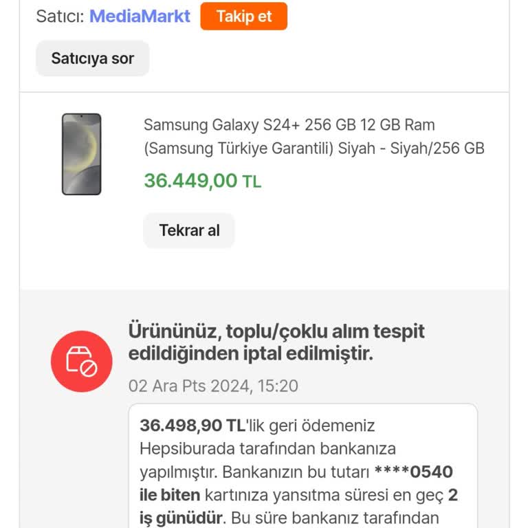 Sipariş İptali Ve Fiyat Artışı Mağduriyeti