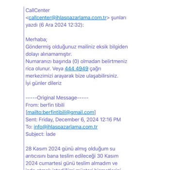 İade Talebinde Sorun Ve İletişim Eksikliği