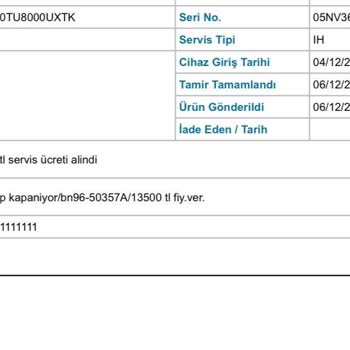 Samsung TV Arızası Ve Yüksek Servis Ücreti Şoku