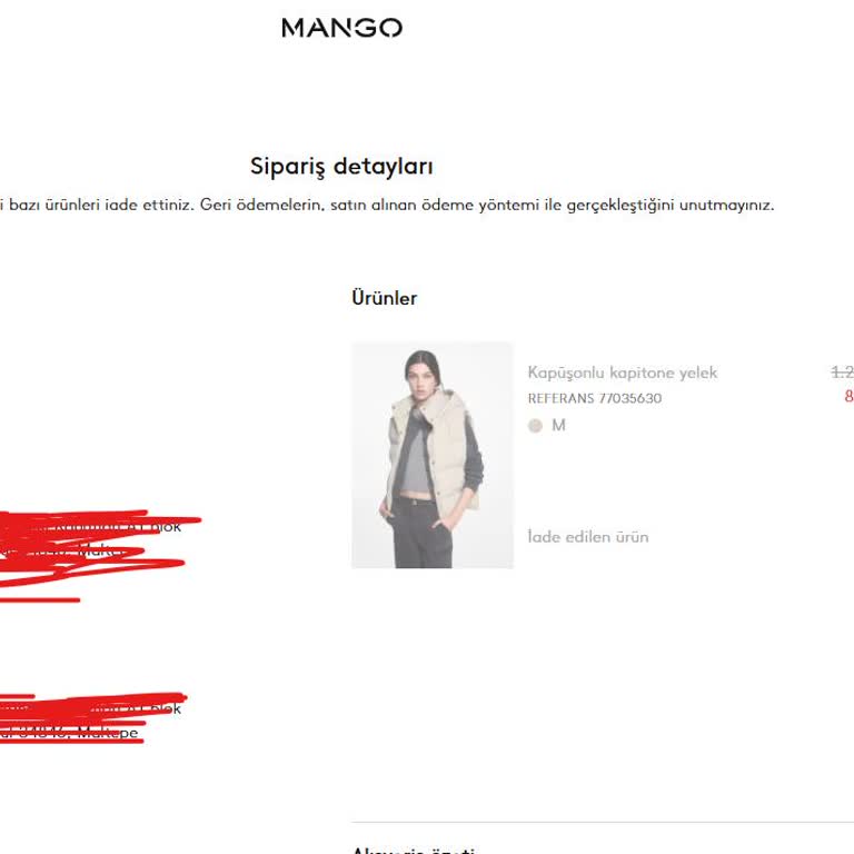 Mango'dan İzinsiz Sipariş İptali Ve Geciken Para İadesi