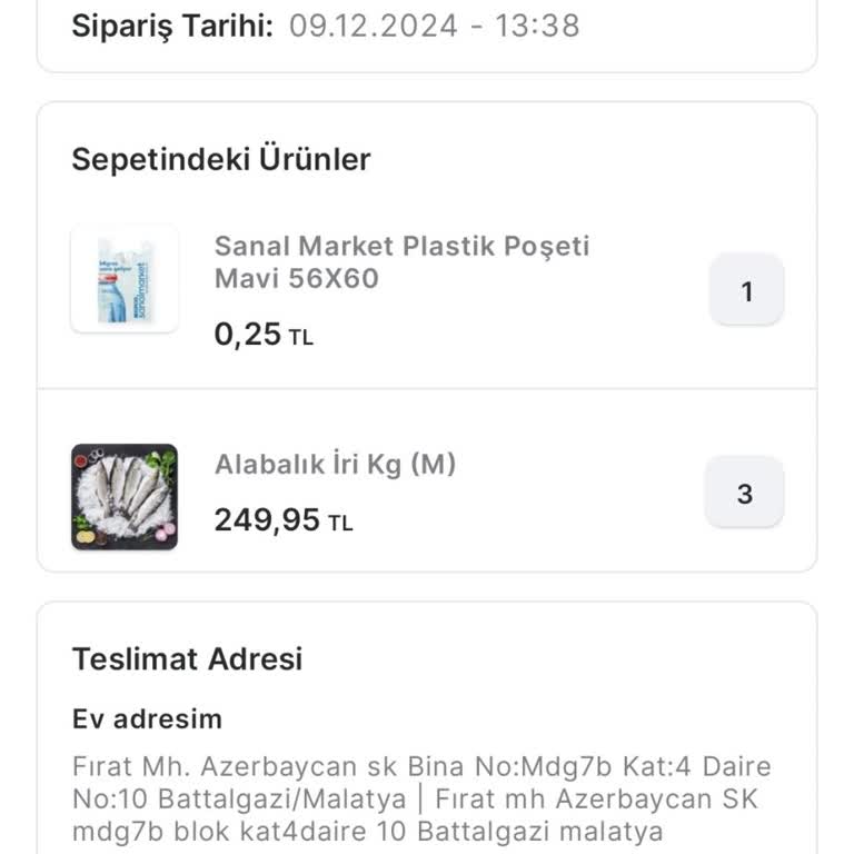 Sanal Market Balık Siparişimde Hayal Kırıklığı