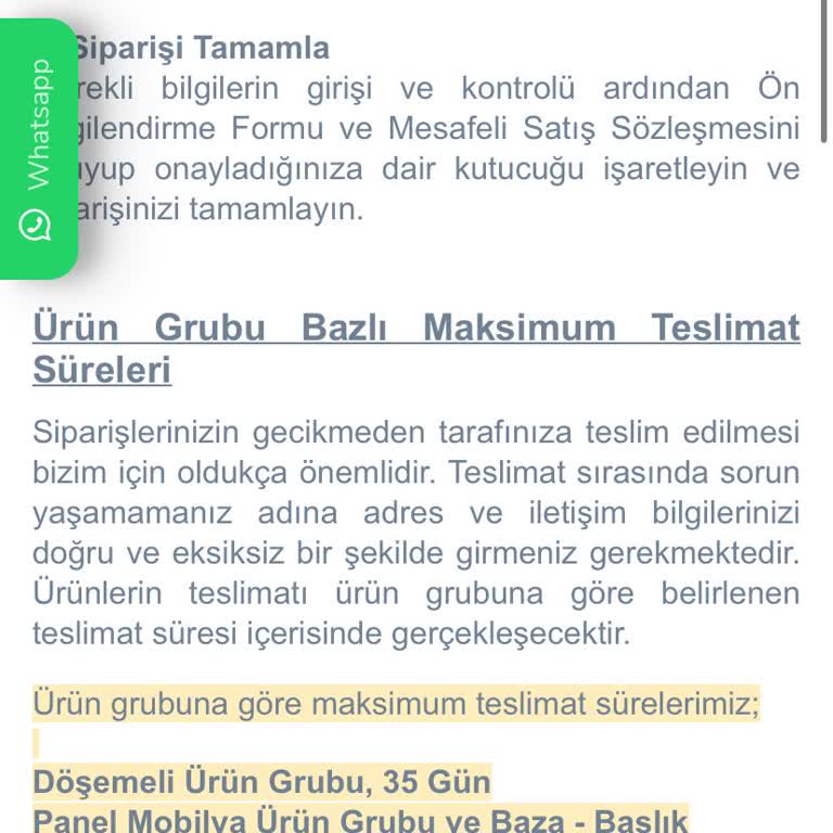 Mondi Yatak Siparişi Teslimatında Büyük Gecikme Ve İletişim Sorunları