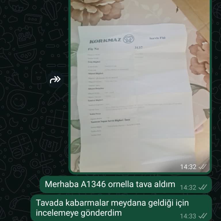Korkmaz Ornella Tava'da Kabarma Problemi Ve Müşteri Hizmetleri Sorunu