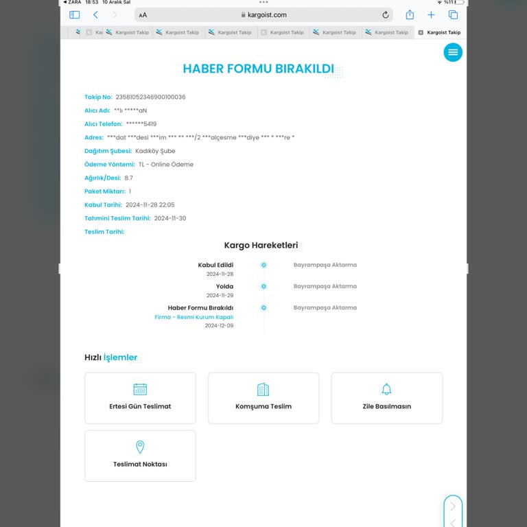 Zara'dan Teslim Edilmeyen Ürün Ve İade Sorunu
